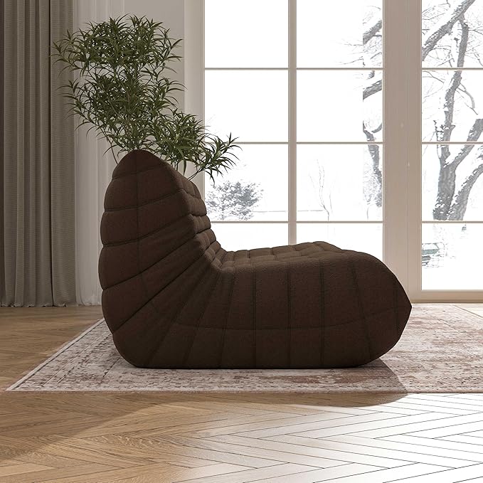 Big Bean Bag Chairs for Adults, 3 Seater Large Bean Bag Chair Sofa, Fireside Chair Lazy Sofa Chair with High Density Comfortable Foam, Modern Bean Bag for Living Room, Bedroom, Office (Coffee)-Ruum Studio Home