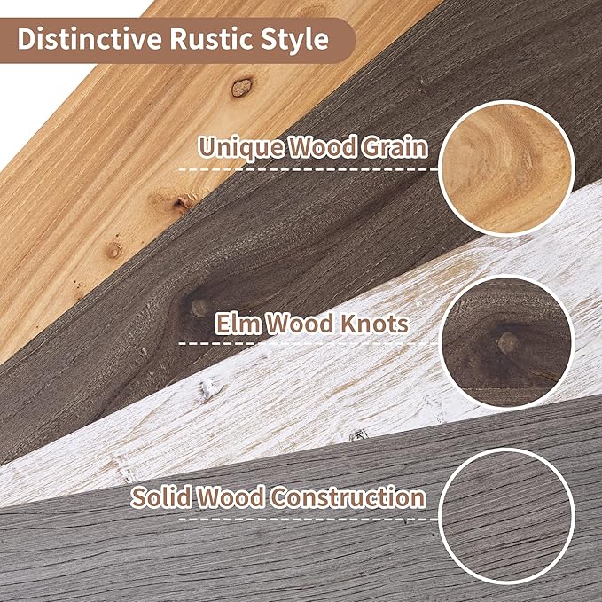 Axeman Floating Shelves for Wall, 8 Inch Deep Rustic Solid Elm Wood Wall Shelves for Storage, Wall Mounted Display Shelving with Invisible Heavy-Duty Metal Bracket, 36'' Width Set of 2, White Wash-Ruum Studio Home