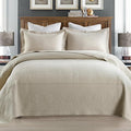 MarCielo 3-Piece 100% Cotton Oversized Bedspread Lightweight Quilt Coverlet Embroidery Farmhouse Bedding Set (TM Khaki Beige, Oversized King (118"x106"))-Ruum Studio Home