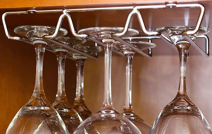DecoBros Under Cabinet Wine Glass Stemware Rack Holder, Chrome-Ruum Studio Home