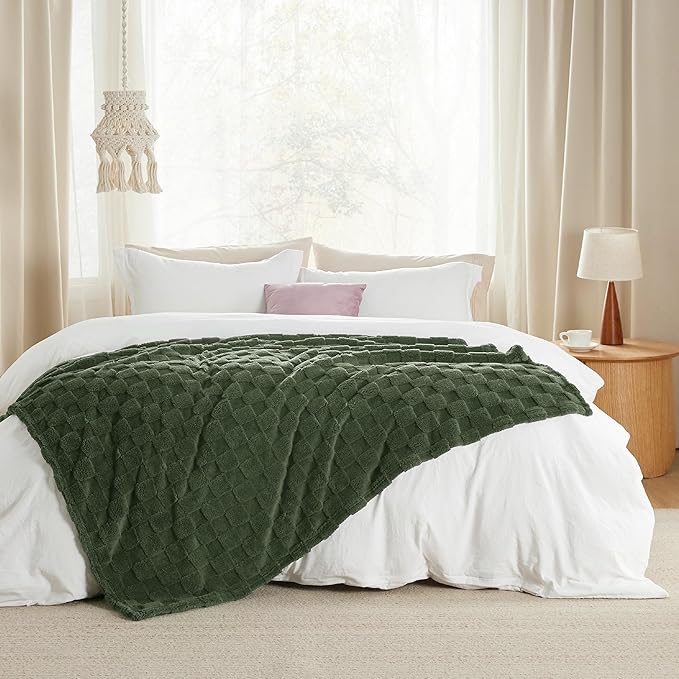 Bedsure GentleSoft Bronze Green Throw Blanket for Couch - Checkered Fleece Blankets Gifts for Women Men Girls, Cute Soft Cozy Throw for Bedroom Home Decor Gifts, 50x60 Inches-Ruum Studio Home
