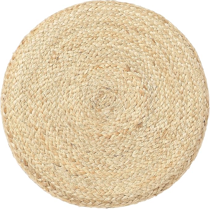 REDEARTH · Cylindrical Pouf Foot Stool Ottoman - Jute Braided Pouffe Poof Accent Sitting Footrest for Living Room, Bedroom, Nursery, Patio, Lounge (Natural Rust, 14.5"x14.5"x16")-Ruum Studio Home