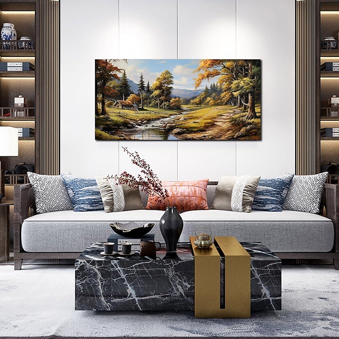 Natural Landscape Pictures for Living Room Wall Decoration,Large Farmhouse Wall Decor Office Canvas Wall Art 29 x 59 Inch-Ruum Studio Home
