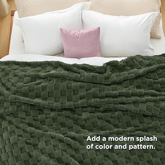 Bedsure GentleSoft Blankets Queen Size for Bed - Super Soft Cozy Blanket for Women Men Girls, Large Fuzzy Fleece Throw for Bedroom Decor, Bronze Green, 90x90 Inches-Ruum Studio Home