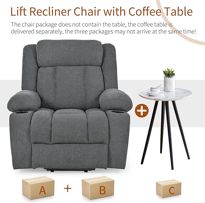Oversize Power Lift Recliner Chair for Big and Tall with Extended Footrest, Large Electric Lift Chairs, 400lbs Capacity, Remote Control, Cup Holders & Side Pockets-Ruum Studio Home