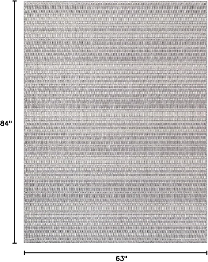 Stripe Outdoor Rug 5x7 Washable Outside Carpet for Indoor Patio Porch Waterproof Easy Cleaning Non Shedding Area Rugs Gray 5 x 7-Ruum Studio Home
