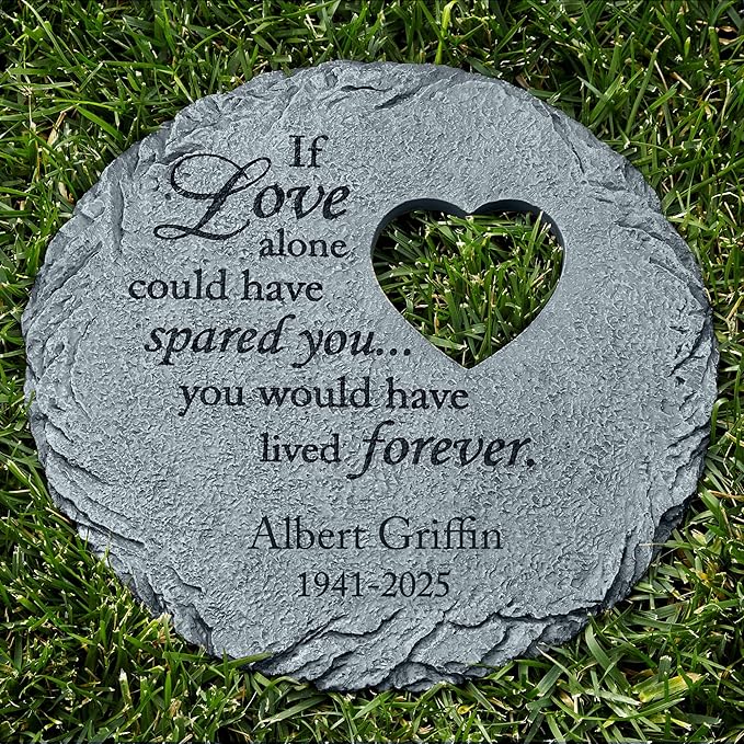 Let's Make Memories Personalized Memorial Stone - Sympathy Garden Marker - Durable, Weather-Resistant Cast Resin - Engraved with Your Loved One's Name - Personalized Condolences - 12" Diameter-Ruum Studio Home