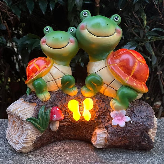Malister Garden Turtle Figurines Outdoor Decor - Outdoor Statues with Solar LEDs for Patio Decor, Spring Summer Fall, Garden Art Outdoor Lawn Yard Art Gift, Statue Housewarming Gifts-Ruum Studio Home
