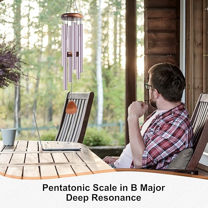 Large Aluminium Wind Chimes 37 Inches to Create a Zen Atmosphere Suitable for Outdoor, Garden, Patio Decoration. Classic Wind Chimes with Wind Catcher Suitable as A Gift for Unisex(Purple)-Ruum Studio Home
