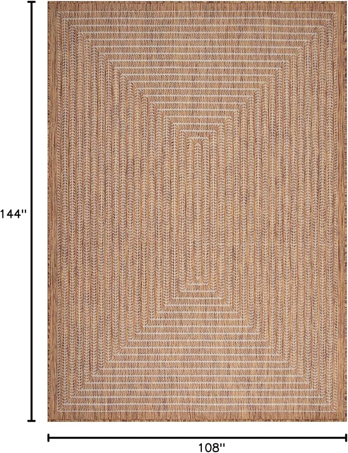 Adiva Rugs Outdoor Indoor Area Rug, Weather Resistant, Easy to Clean, Stain Resistant Floor Mat for Dining Room, Backyard, Deck, Patio (Wooden, 9' x 12')-Ruum Studio Home