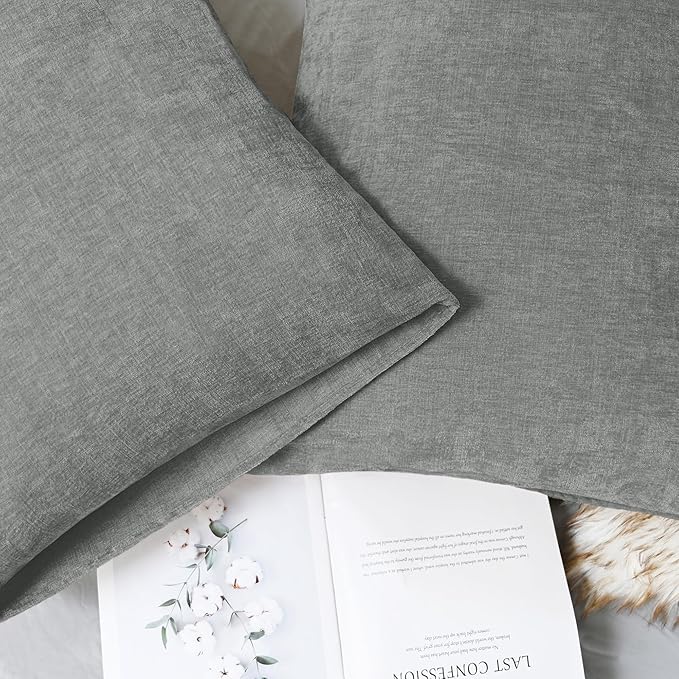 CaliTime Throw Pillow Covers Decorative 20 X 26 Inches Pack of 2 Cozy Chenille Standard Pillow Shams Cases for Couch Sofa Bed Living Room Home Medium Grey-Ruum Studio Home