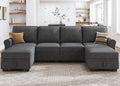 HONBAY Sectional Sofa with Storage Seat U Shaped Couch with Reversible Chaise Convertible Sectional Couches for Living Room,Dark Grey-Ruum Studio Home