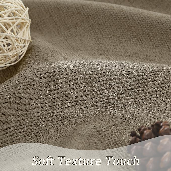 Linen Brown Room Darkening Curtains for Living Room,Pinch Pleated Back Tab Drapes with Hooks,Linen Burlap Thermal Insulated Noise Reducing Window Curtain Panels for Bedroom,W50 x L90, 2 Panels-Ruum Studio Home