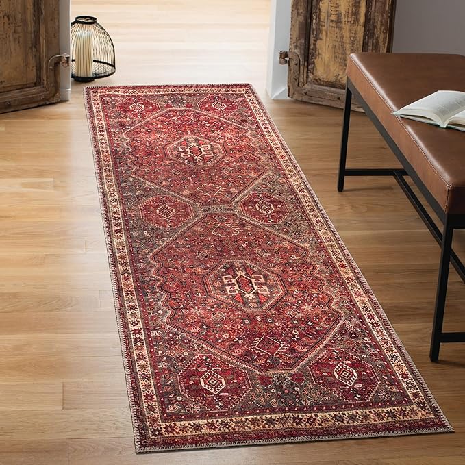 Keen Home Design 2x7 Rug - Machine Washable Runner Rug with Non-Slip Backing, Ideal for Hallway, Entryway, Kitchen, Laundry Room - Vintage, Easy Clean, Durable, Low Pile Rug - (2'6" x 7')-Ruum Studio Home