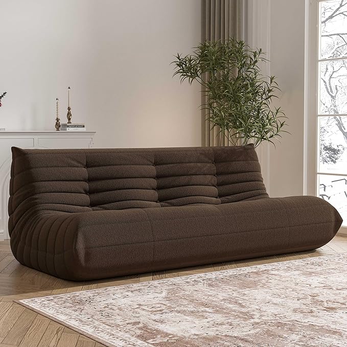 Big Bean Bag Chairs for Adults, 3 Seater Large Bean Bag Chair Sofa, Fireside Chair Lazy Sofa Chair with High Density Comfortable Foam, Modern Bean Bag for Living Room, Bedroom, Office (Coffee)-Ruum Studio Home
