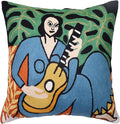 The Music Matisse Decorative Pillow Cover Handembroidered Wool 18x18-Ruum Studio Home