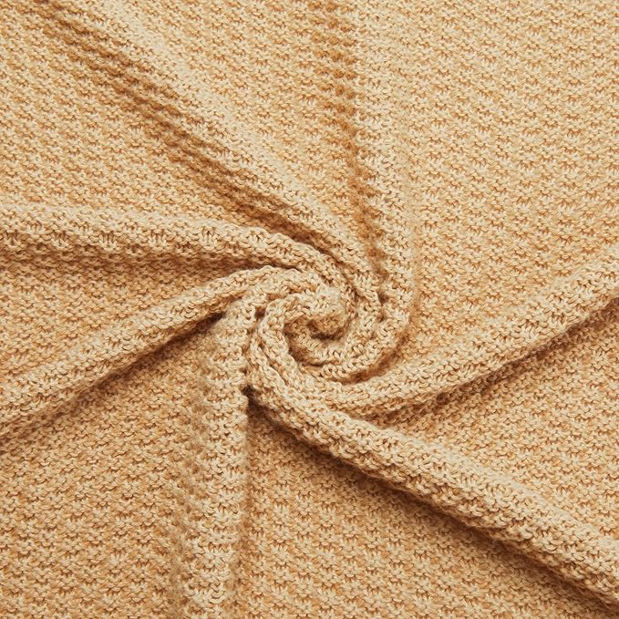 Amazon Basics Chunky Cable Knit Throw Blanket for Couch, Sofa, Bed, Lightweight Soft Cozy, Sand, 50"x 60"-Ruum Studio Home