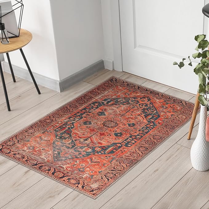 Keen Home Design 2x3 Rug - Machine Washable Entry Rug with Non-Slip Backing, Ideal for Enteryway, Kitchen, Bathroom, Laundry Room - Vintage, Easy Clean, Durable, Low Pile Rug - (2' x 3')-Ruum Studio Home