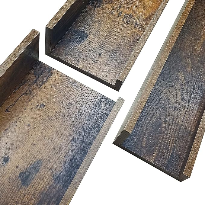 Giftgarden 47 Inch Long Floating Shelves for Wall, Rustic Picture Ledge Large Shelf for Living Room Bedroom Bathroom Kitchen, Set of 3 Different Sizes-Ruum Studio Home