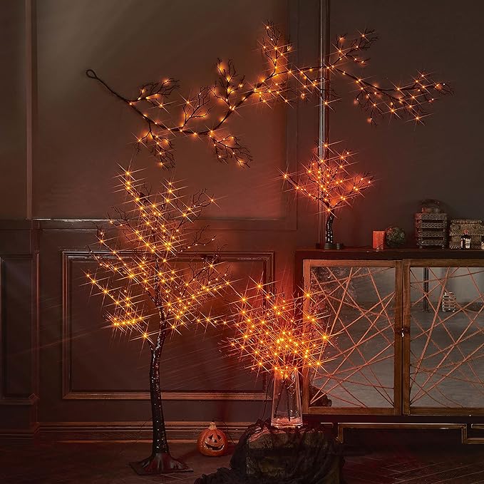 LITBLOOM Halloween Tree with Lights Plug in 4FT 150 Orange Fairy Lights, Lighted Black Spooky Tree for Indoor Outdoor Home Fall Halloween Decoration-Ruum Studio Home