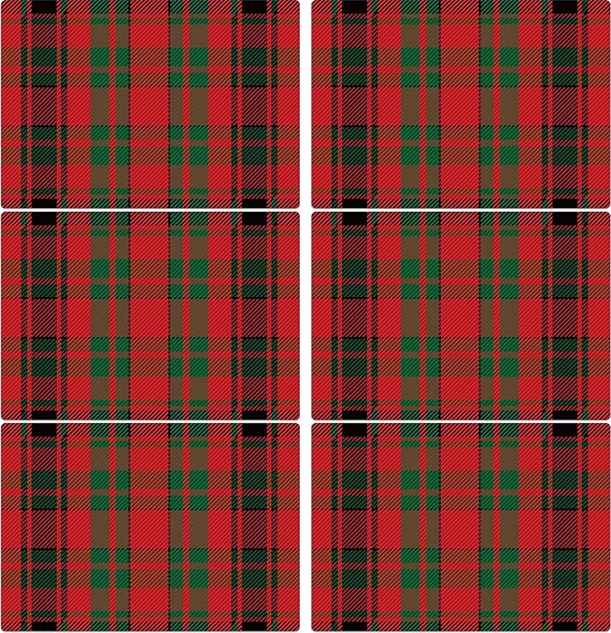 Christmas Placemats Set of 6 Red and Green Plaid Plastic Table Mats Recyclable Place Mats Washable Farmhouse Holiday Table Decoration for Indoor Outdoor Christmas Party Kitchen Dining-Ruum Studio Home