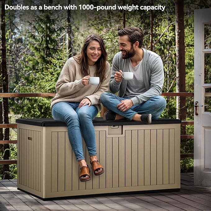 YITAHOME 230 Gallon Double-Wall Deck Box with Divider & Side Handles, Outdoor Large Storage for Patio Furniture Cushions, Garden Pool Accessories, Water Resistant & Lockable-Ruum Studio Home