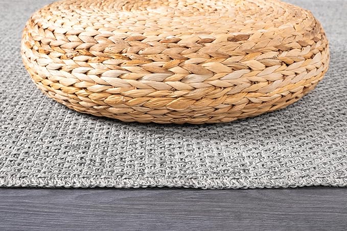 CAMILSON Easy Jute Rug 6x9, Indoor Outdoor Gray Color Farmhouse Area Rugs for Living Room Patio and Kitchen Rug, Solid Boho Woven Design, Easy-Cleaning, Washable Outside Carpet Alfombras (6 x 9)-Ruum Studio Home
