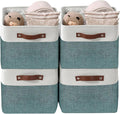 DECOMOMO Storage Bins Fabric Storage Baskets for Shelves, Linen Closet Organization Toys Nursery (Green and White, Large - 4 Pack)-Ruum Studio Home