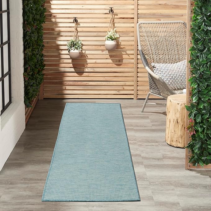 Nourison Positano Aqua 2' x 6' Area Rug Easy Clean, Non Shedding, Bed Room, Living Room, Dining Room, Kitchen (6' Runner)-Ruum Studio Home