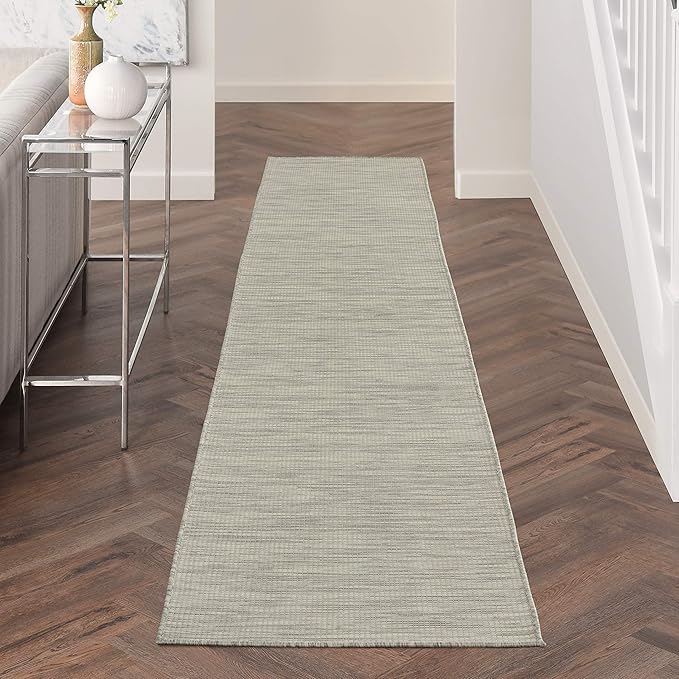Nourison Positano Indoor/Outdoor Light Grey 2'2" x 12' Area Rug, Easy Cleaning, Non Shedding, Bed Room, Living Room, Dining Room, Backyard, Deck, Patio (2x12)-Ruum Studio Home