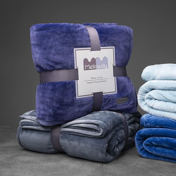 Mellowdy Extra Thick Hearty Plush Flannel Blanket (Violet Purple, 60x80) - 500GSM Twin Size Warm Blanket for Winter, Fall | Soft, Fluffy, Cuddly, Perfect for Bed, Oversized Throw for Couch, Sofa-Ruum Studio Home