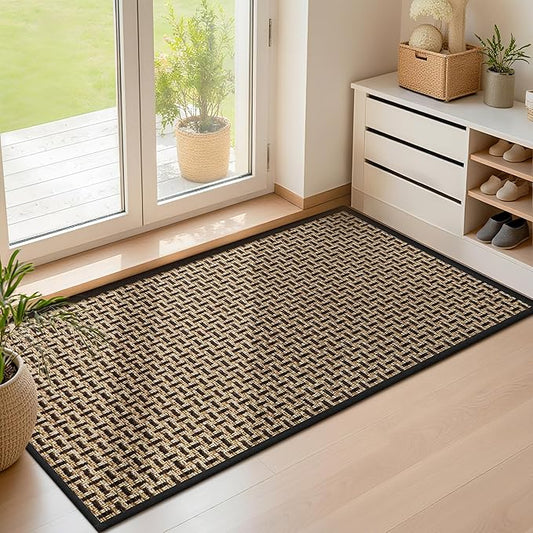 LEKEEPGO Door Mat Indoor Entrance 24"x47", Absorbent Indoor Door Mat Large, Non Slip Rubber Backing Inside Door Mats, Washable Floor Mat, Low-Profile Doormat for Front Door, Entryway, Entrance, Black-Ruum Studio Home