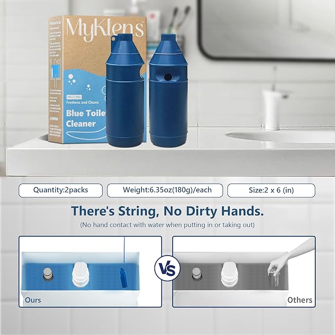 Toilet Bowl Cleaner Bottle, Automatic Toilet Bowl Cleaner Tablets in Bottle, Easy to Use, Long-Lasting Effect Toilet Cleaners Drop in Tank, Blue, 2 Bottles-Ruum Studio Home
