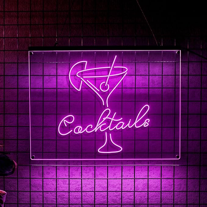 Personalized Beer O'Clock Neon Sign, Custom Wall Sign for Home Bar, Man Cave, Pub, Game Room, LED Beer Light Decor (Cocktail Bar)-Ruum Studio Home