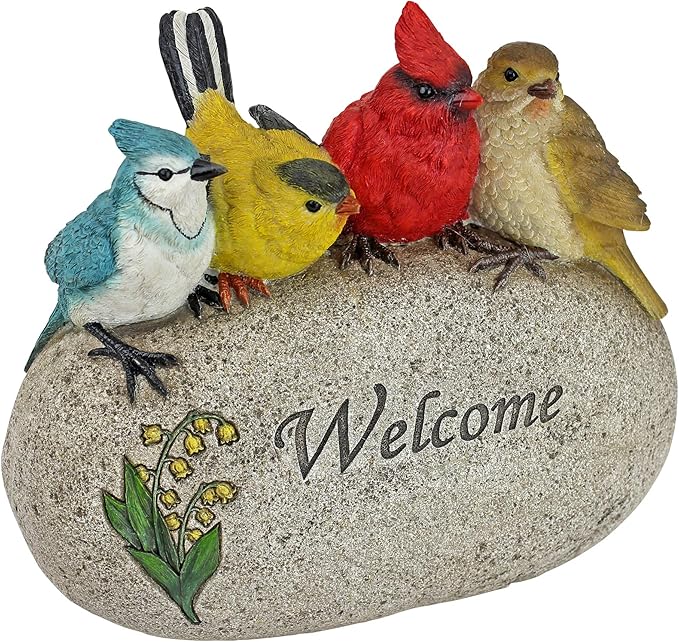Design Toscano Birdy Welcome Garden Stone Statue: Medium-Ruum Studio Home