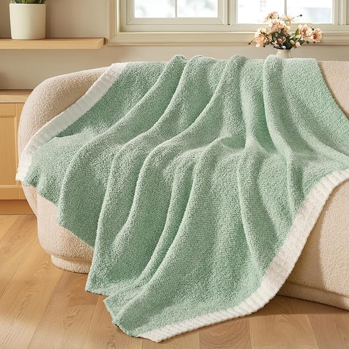 Joiedomi Throw Blanket for Couch Bed, Sage Green Knitted Blankets Gifts for Women Mom Girls, Cozy Cute Soft Throw Home Room Decor Aesthetic for Women Mothers Birthday Gifts 50x60 Inches-Ruum Studio Home