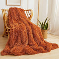XeGe Luxury Faux Fur Blanket, Burnt Orange Soft Fluffy Bed Throw, Shaggy Plush Big Decorative Couch Throw, Cute Furry Fuzzy Blanket for Sofa Bed, Burnt Orange, 60x90-Ruum Studio Home
