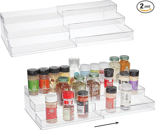 SIMPLEMADE 3-Tier Spice Rack Organizer - Versatile Storage Shelf for Kitchen, Bathroom, Bedroom & Office, Set of 2, Expandable Clear-Ruum Studio Home