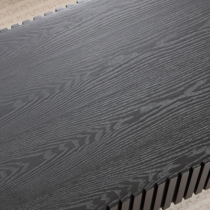 43.7" Oval Coffee Table for Living Room,Modern Handcraft Drum Coffee TableSmall Wooden Coffee Table with Sturdy Pedestal Easy Assembly for Office-Black-Ruum Studio Home