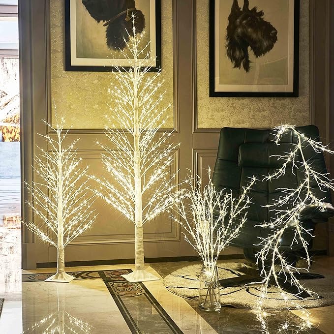 Birchlitland LED Alpine Trees 4FT 450L Warm White Fairy Lights, Lighted Trees for Indoor Outdoor Home Thanksgiving Christmas Holiday Decoration-Ruum Studio Home