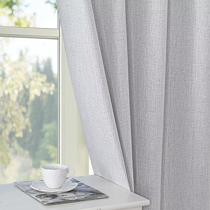 Blackout Curtains 96 Inches Long 2 Panels Set, 100% Black Out Textured Thermal Curtains, Grommet Privacy Light Blocking Drapes for Living Room Bedroom Luxury Deco(52W × 96L inch, Off-White)-Ruum Studio Home