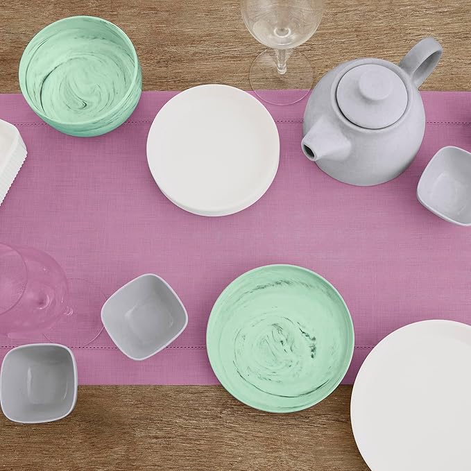 Solino Home Linen Violet Table Runner 90 Inches Long - 100% Pure Linen Hemstitch 14 x 90 Inch Table Runner for Dining, Halloween - Classic Hemstitch-Ruum Studio Home