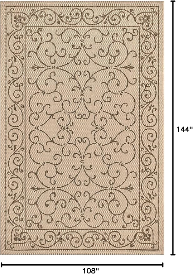 JONATHAN Y Vintage Filigree Indoor Outdoor Area Rug 9X12 Beige/Brown, Charleston Textured Weave for Backyard, Patio, Porch, Easy-Cleaning, High Traffic, Pet-Friendly, Non-Shedding (SMB106A-9)-Ruum Studio Home