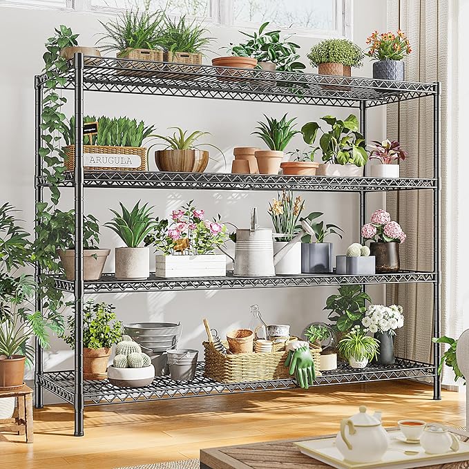REIBII 2560LBS Storage Shelves 55.5"W Metal Shelving Unit 4 Tier Wire Shelving Commercial Adjustable Garage Shelving Heavy Duty for Storage Rack for Pantry, Garage, Kitchen, 55.5"W x 18"D x 55.5"H-Ruum Studio Home