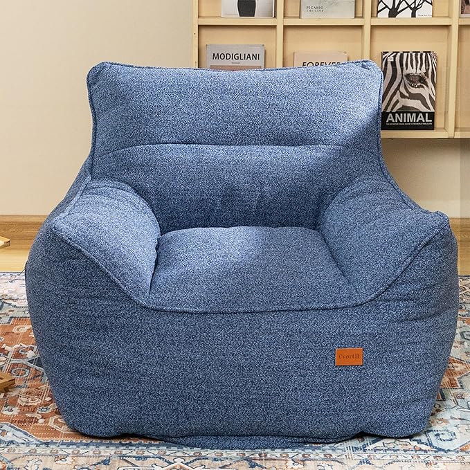 Bean Bag Chair with Filler, Bean Bag Sofa Chair with Tufted Soft Armrests Plush Lazy Sofa Comfy Chair,Large BeanBag Chair for Adults in Livingroom, Bedroom-Ruum Studio Home