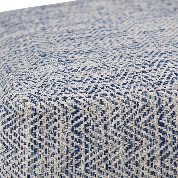 SIMPLIHOME Nate 20-inch Wide Square Pouf in Patterned Denim Mélange, Handwoven Boho-Style Cotton Ottoman, Footrest, or Extra Seating for Living Room, Assembled-Ruum Studio Home