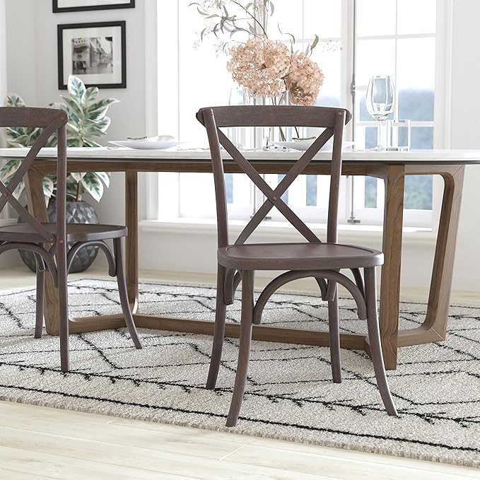 EMMA + OLIVER 2-Pack Gray Wash Dark Driftwood X-Back Chair-Ruum Studio Home