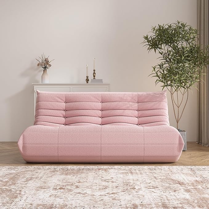 Big Bean Bag Chairs for Adults, 3 Seater Large Bean Bag Sofa, Fireside Chair Lazy Sofa Chair with High Density Comfortable Foam, Modern Bean Bag for Living Room, Bedroom, Office (Pink)-Ruum Studio Home