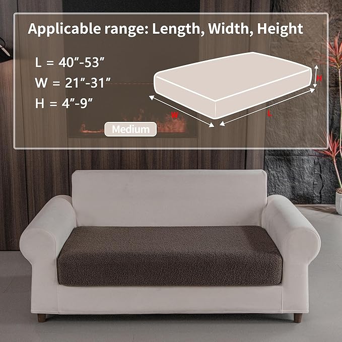 Couch Cushion Covers for Sectional Sofa, Stretch Soft Sofa Slipcovers Washable Wear-Resistant Universal Furniture Protector for Living Room(1 Piece Loveseat Cover, Brown)-Ruum Studio Home