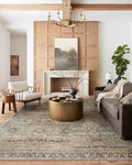 Loloi Layla Collection LAY-03 Olive/Charcoal 2'-3" x 3'-9" .13" Thick Accent Rug, Soft, Durable, Vintage Inspired, Distressed, Low Pile, Non-Shedding, Easy Clean, Printed, Living Room Rug-Ruum Studio Home